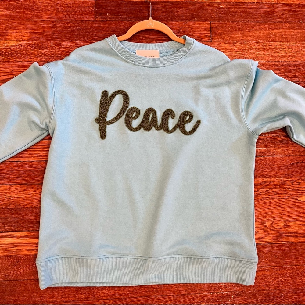 Turquoise Blue Peace Sweatshirt Large